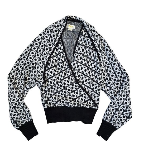 Maeve Anthropologie X-Small Black & White Geometric Knit Cardigan Sweater Vest S - Picture 5 of 9